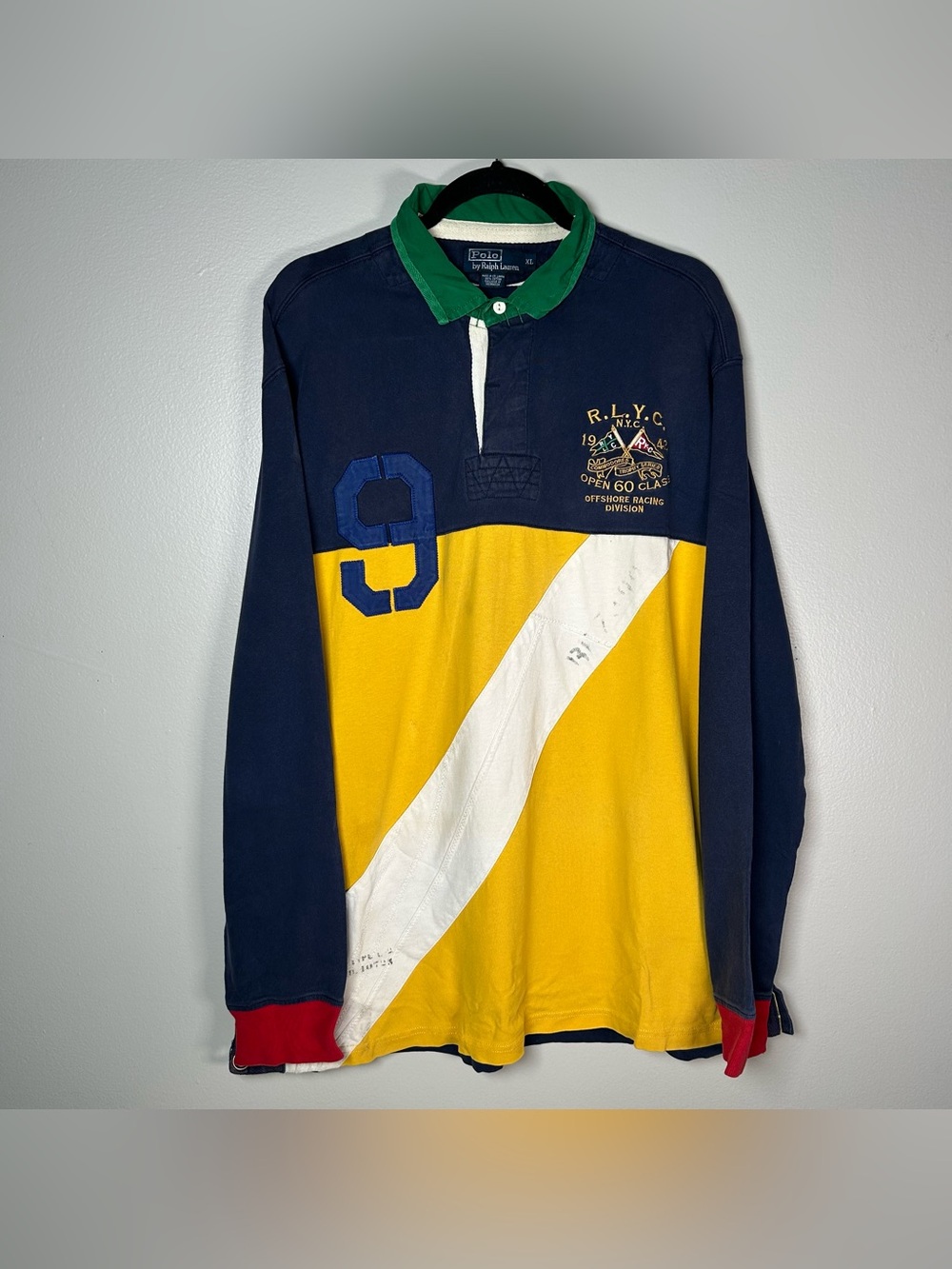 Vintage Polo Ralph Lauren Mens XL Offshore Racing Rugby Shirt Colorblock 90s